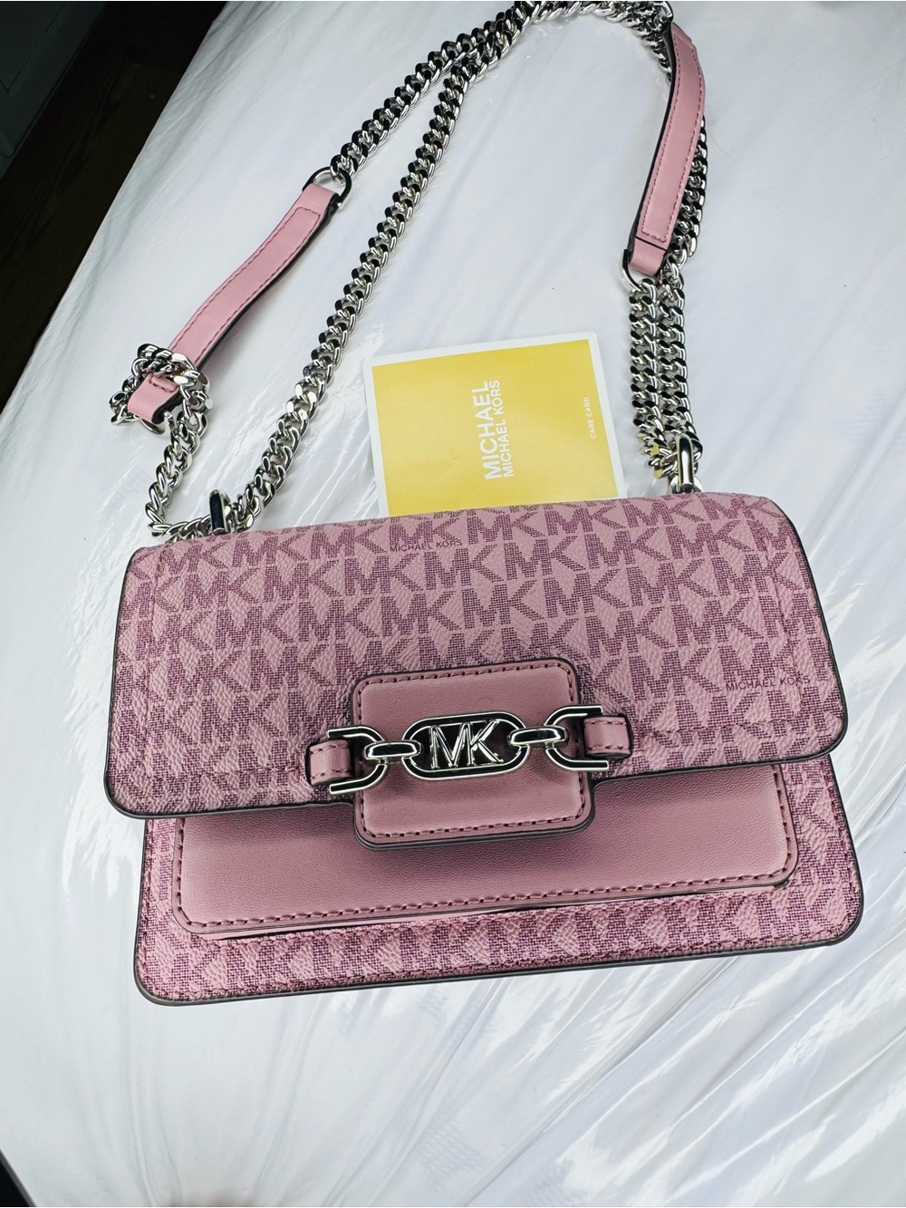 Michael Kors Pink MK Signature Chain Shoulder Bag